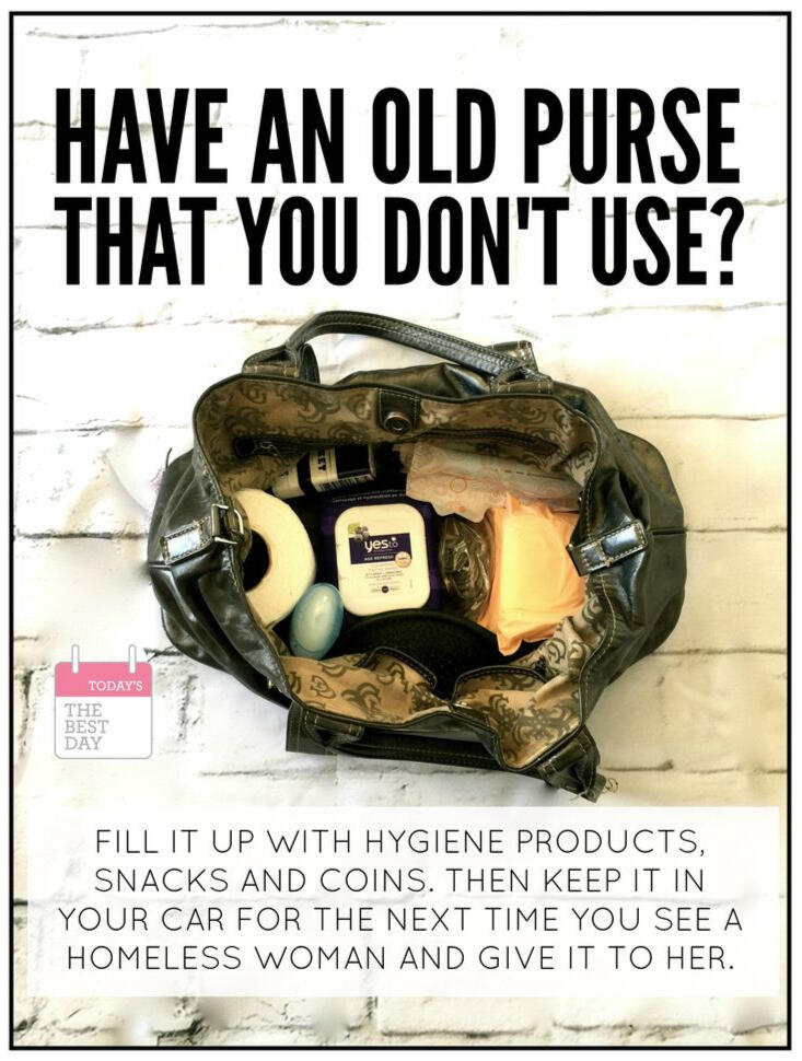 IDEA: Homeless Kit for Women (Old Purse) Pinterest