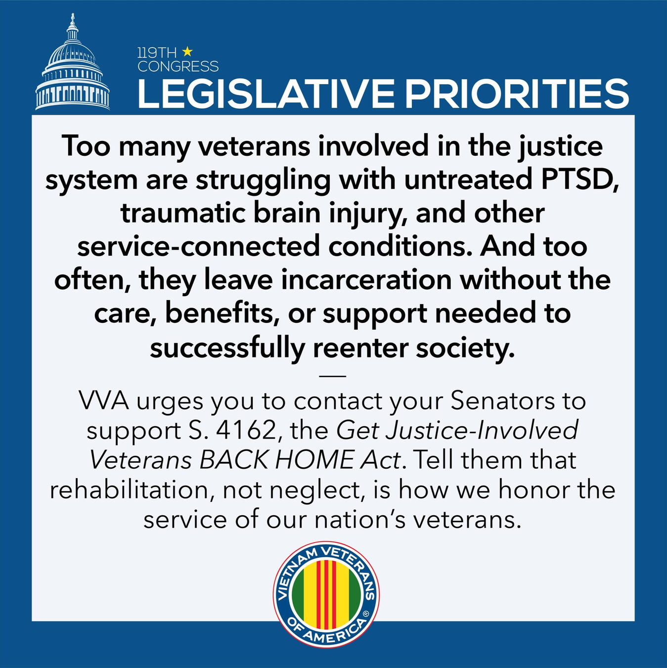 S. 4162 Legislation | VFW Incarcerated Veterans - Recovery, Reentry, Mental Health